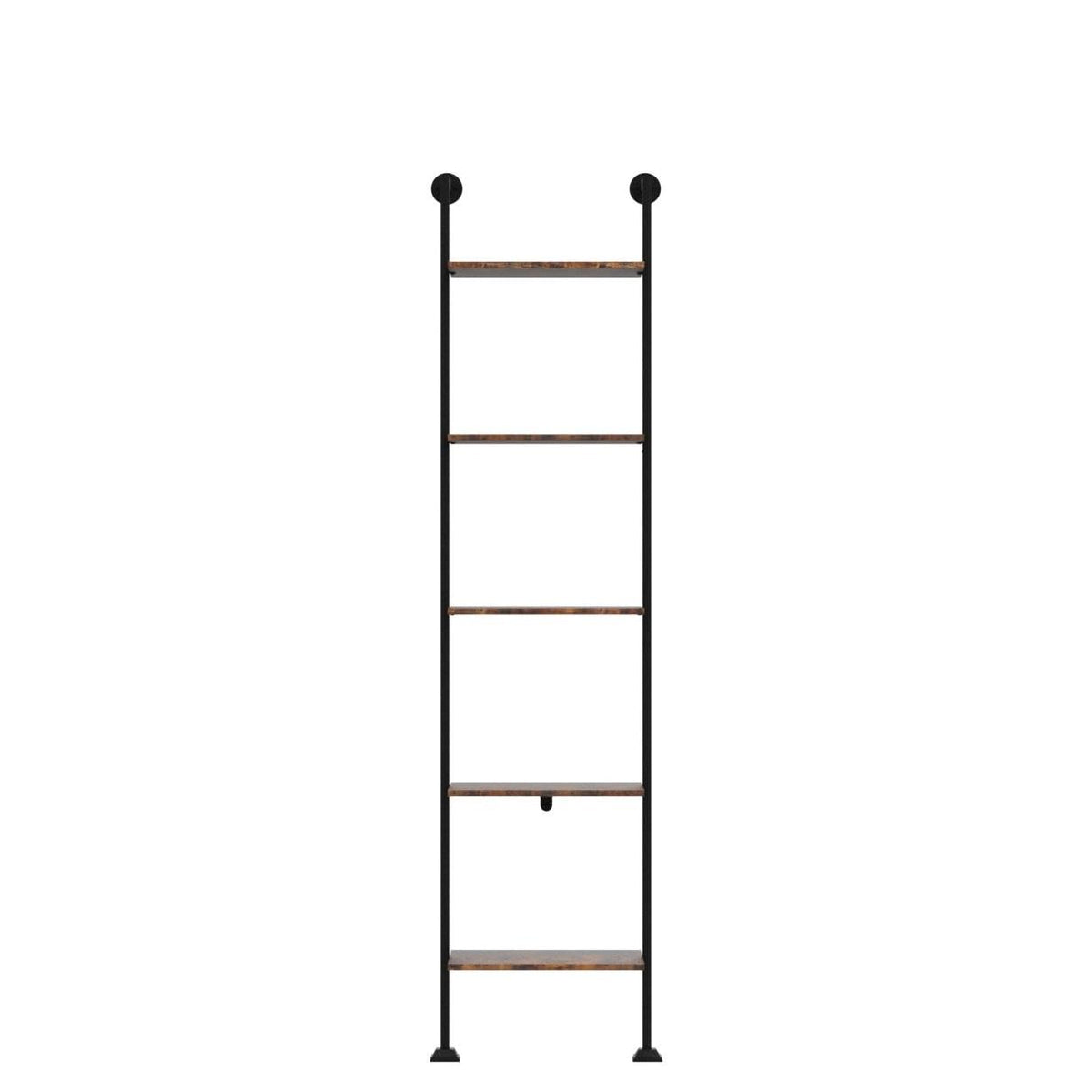 5-Tier Ladder Shelf Black Metal Frame Rustic Brown V28245
