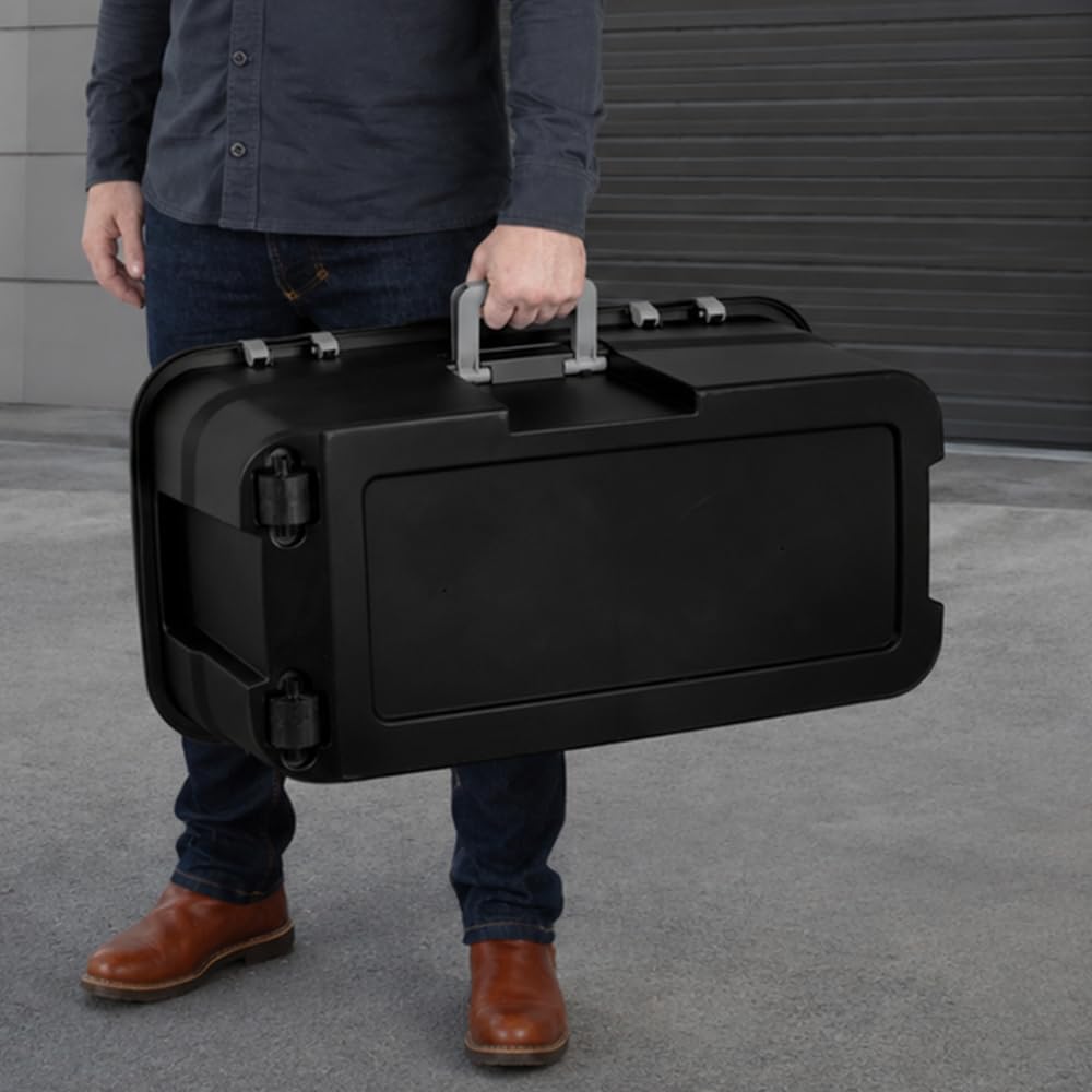 Rolling Storage Trunk with Wheels and Handle, 22 Gallon Black Bin O261610