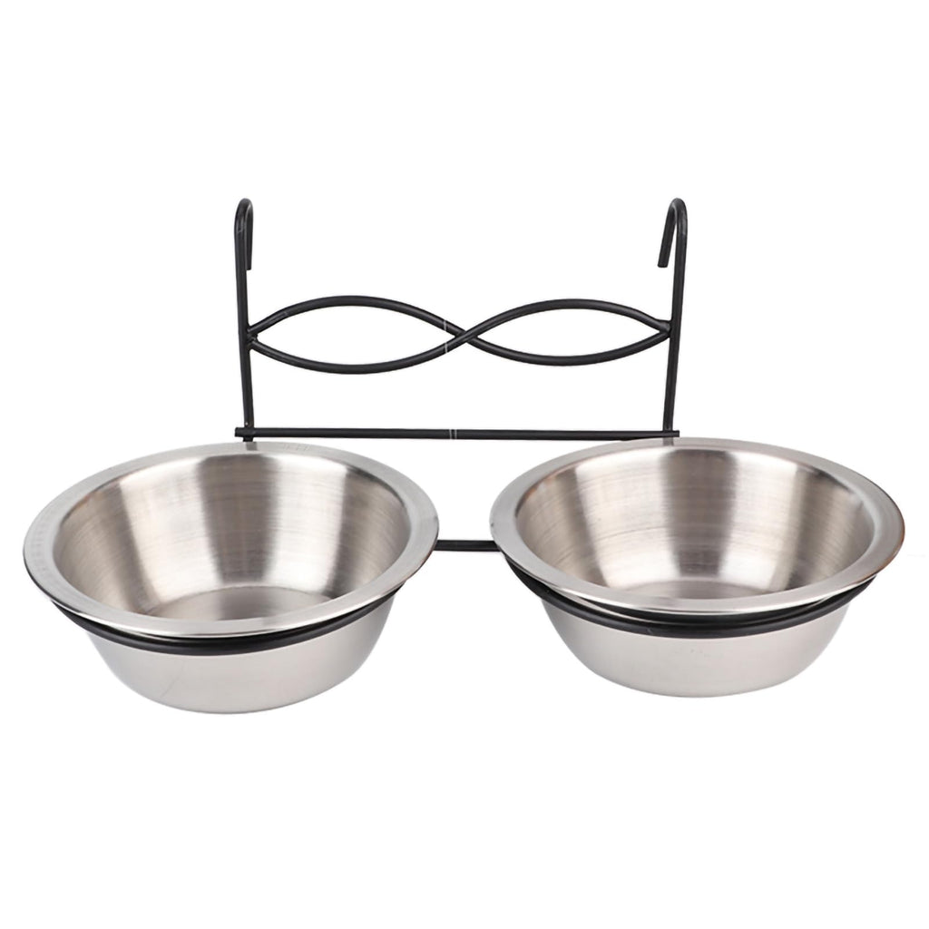 Stainless Steel Hanging Pet Bowls, 2 Bowls 1 Hook J332536