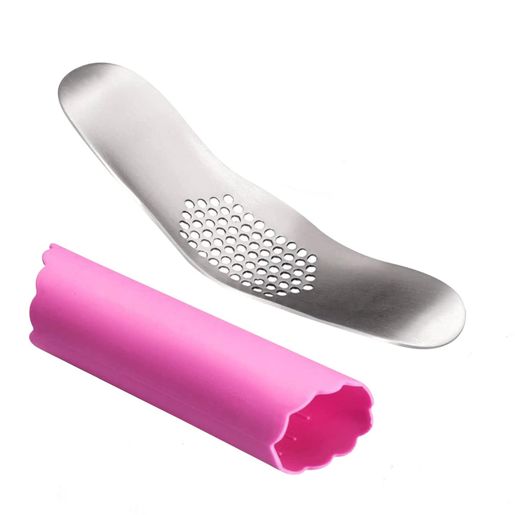 Stainless Steel Garlic Press with Silicone Peeler J886