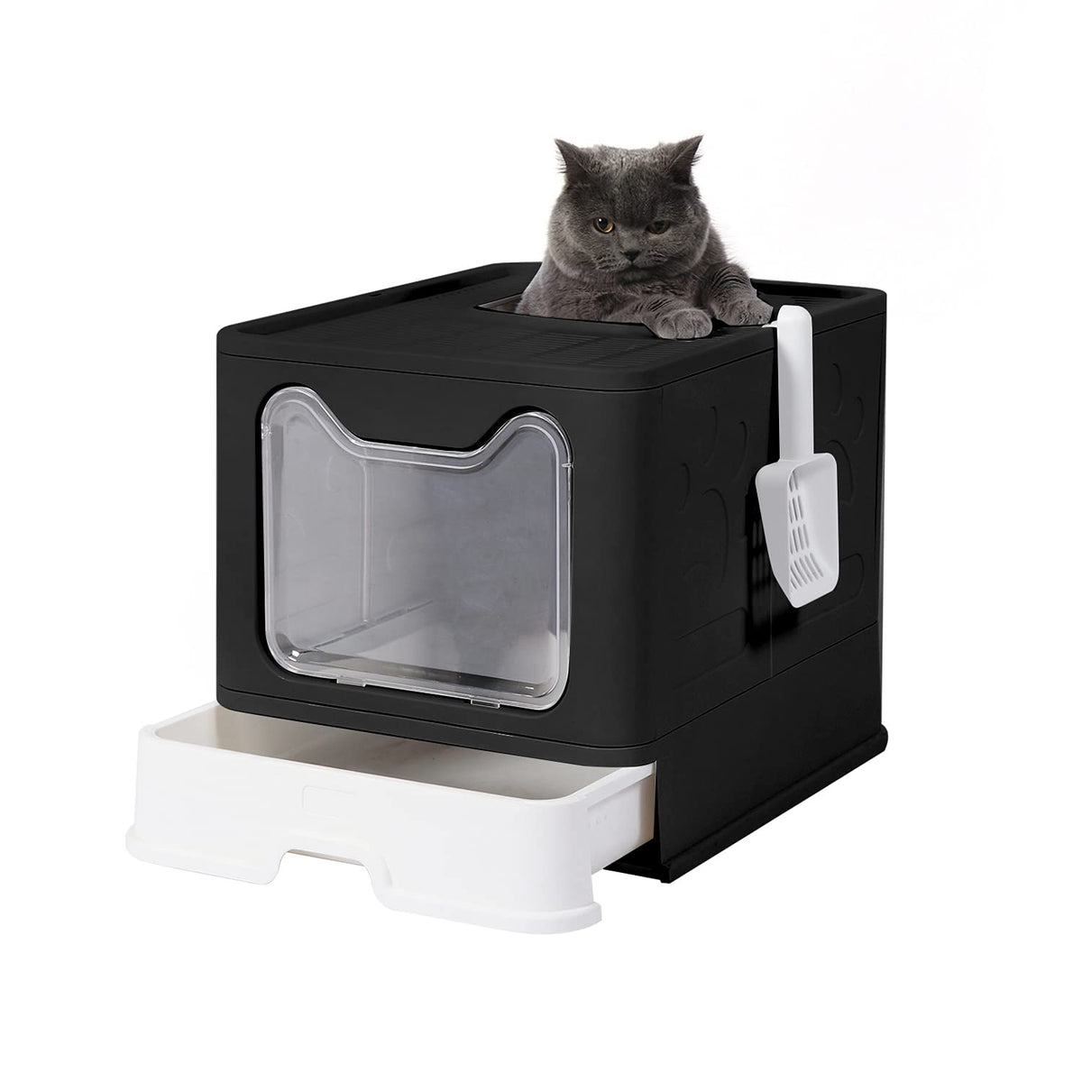 Foldable Large Cat Litter Box with Lid B5944