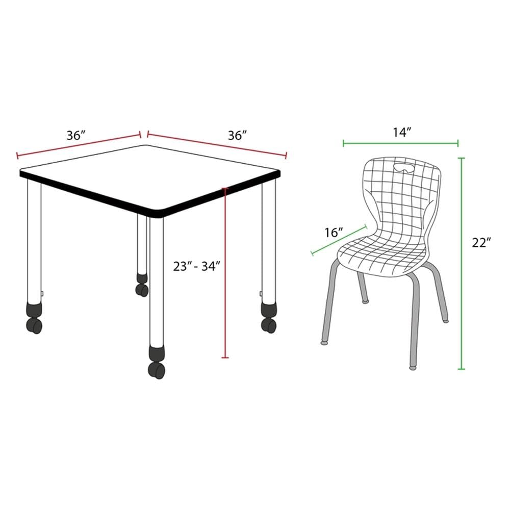 36" Square Mobile Table with 4 Stack Chairs Z554