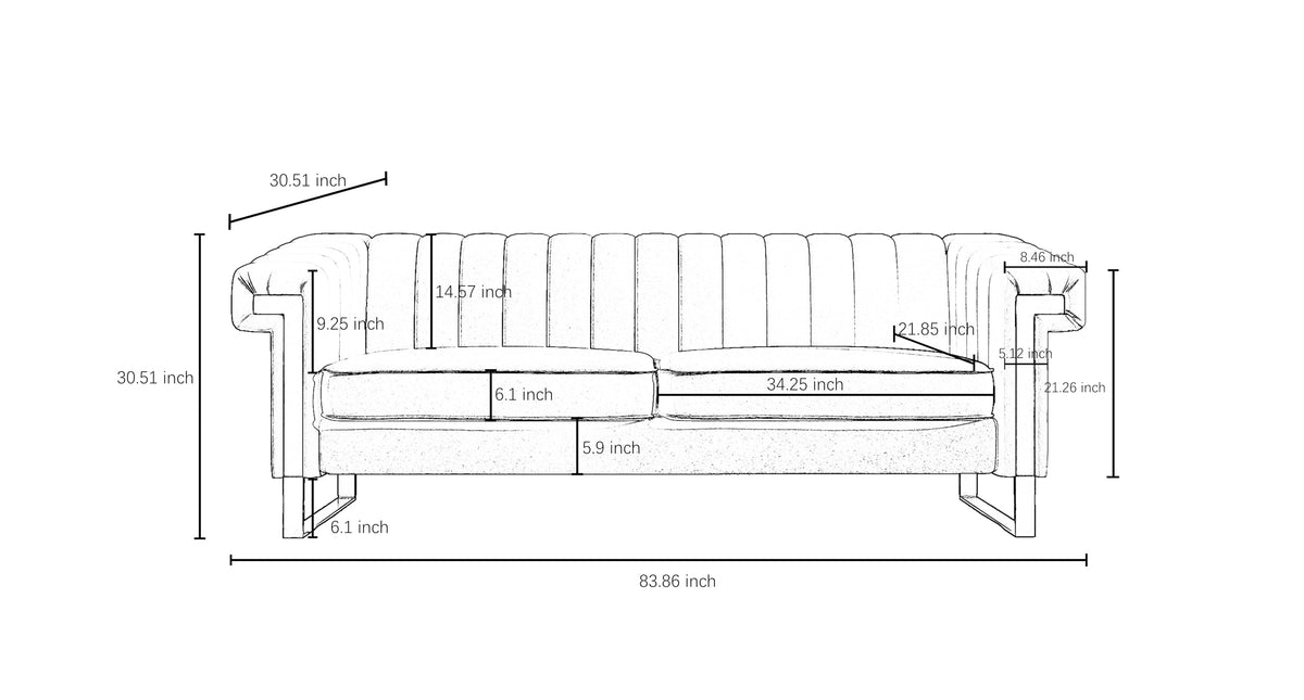 Orange Velvet 3-Seater Sofa with Armrest J7517