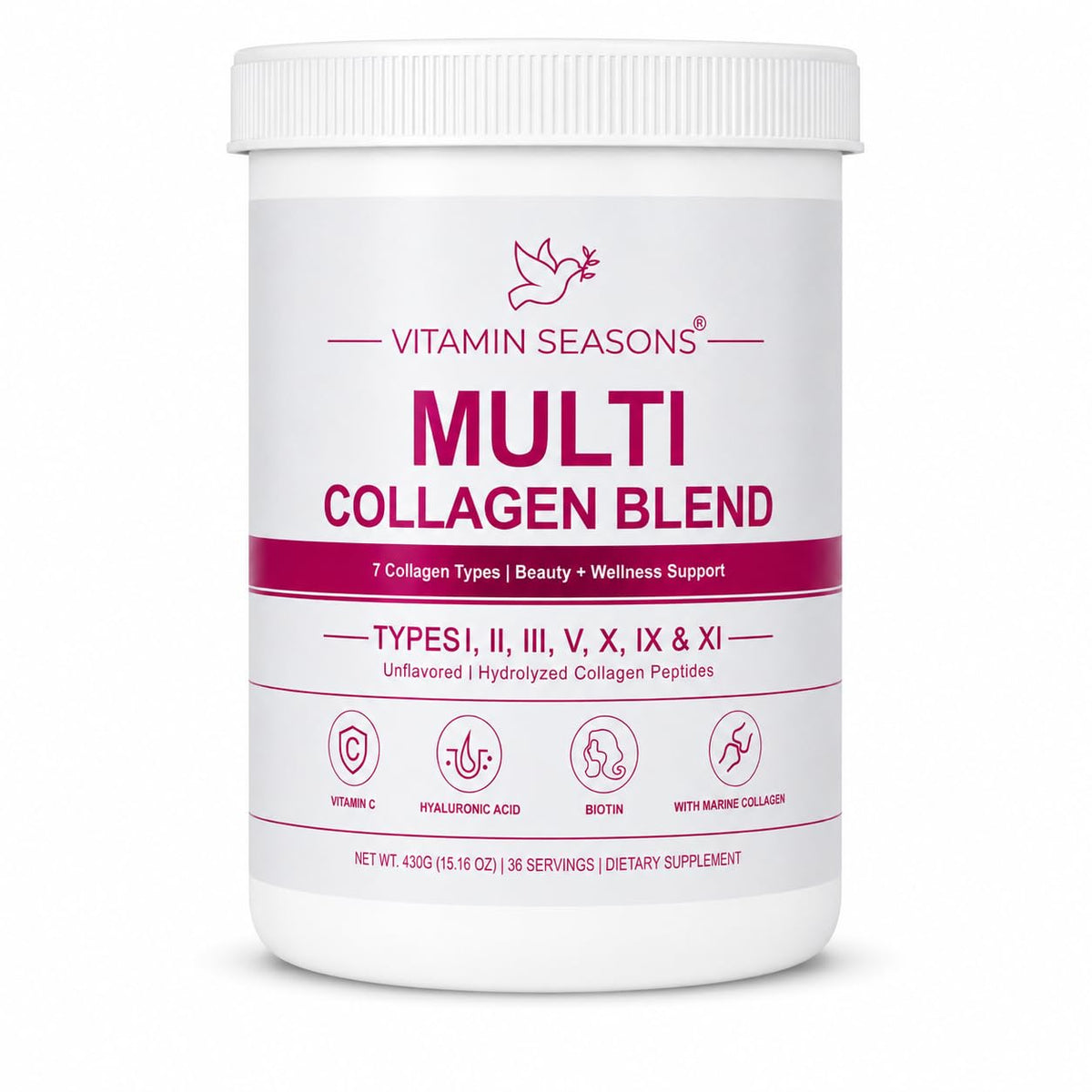 Unflavored Hydrolyzed Collagen Peptides Powder 15.16 oz J240