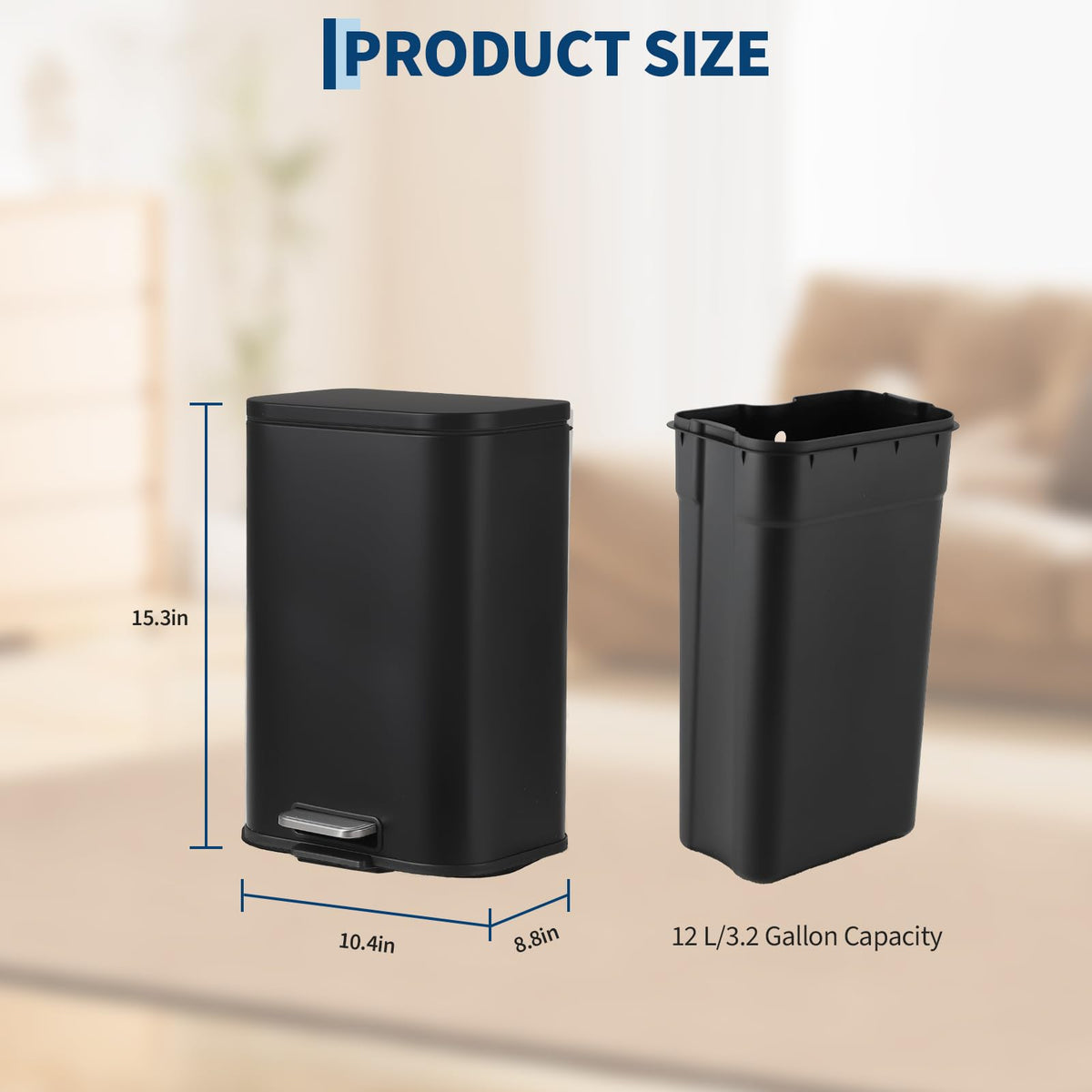 12L Stainless Steel Slim Trash Can S84687