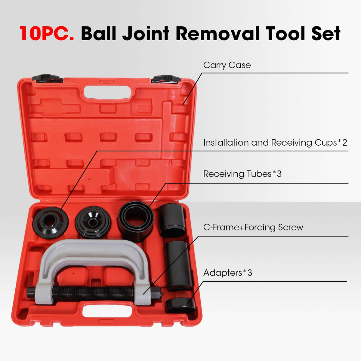 Ball Joint Press and U Joint Removal Kit, 10 PCS with Storage Case O183948