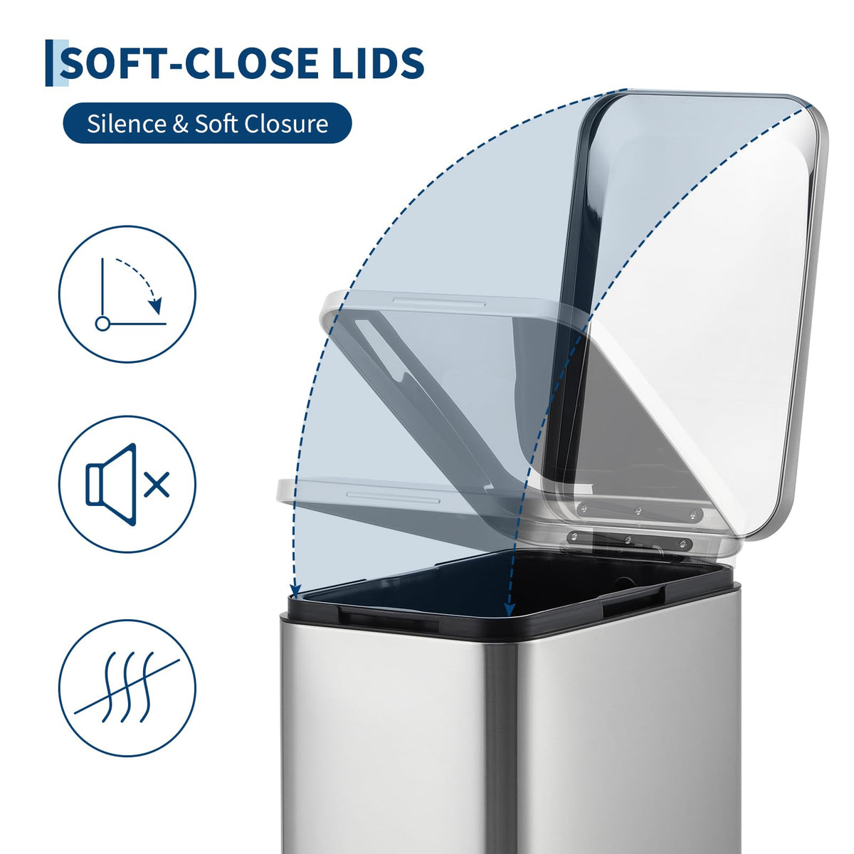 50L Slim Stainless Steel Kitchen Trash Can Y855538