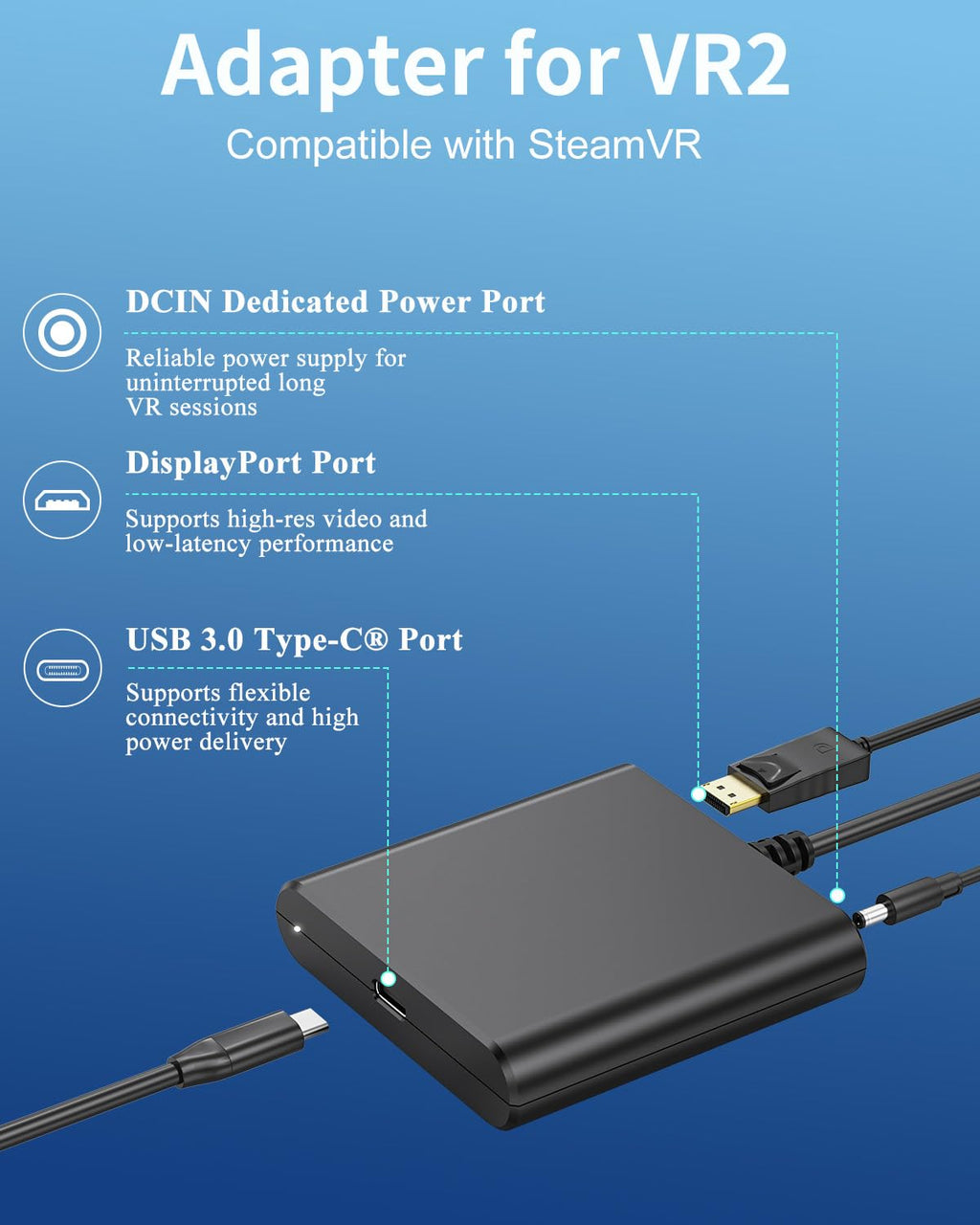 Adapter for VR2 with DP 1.4 Cable & 15W AC Power Supply G61257
