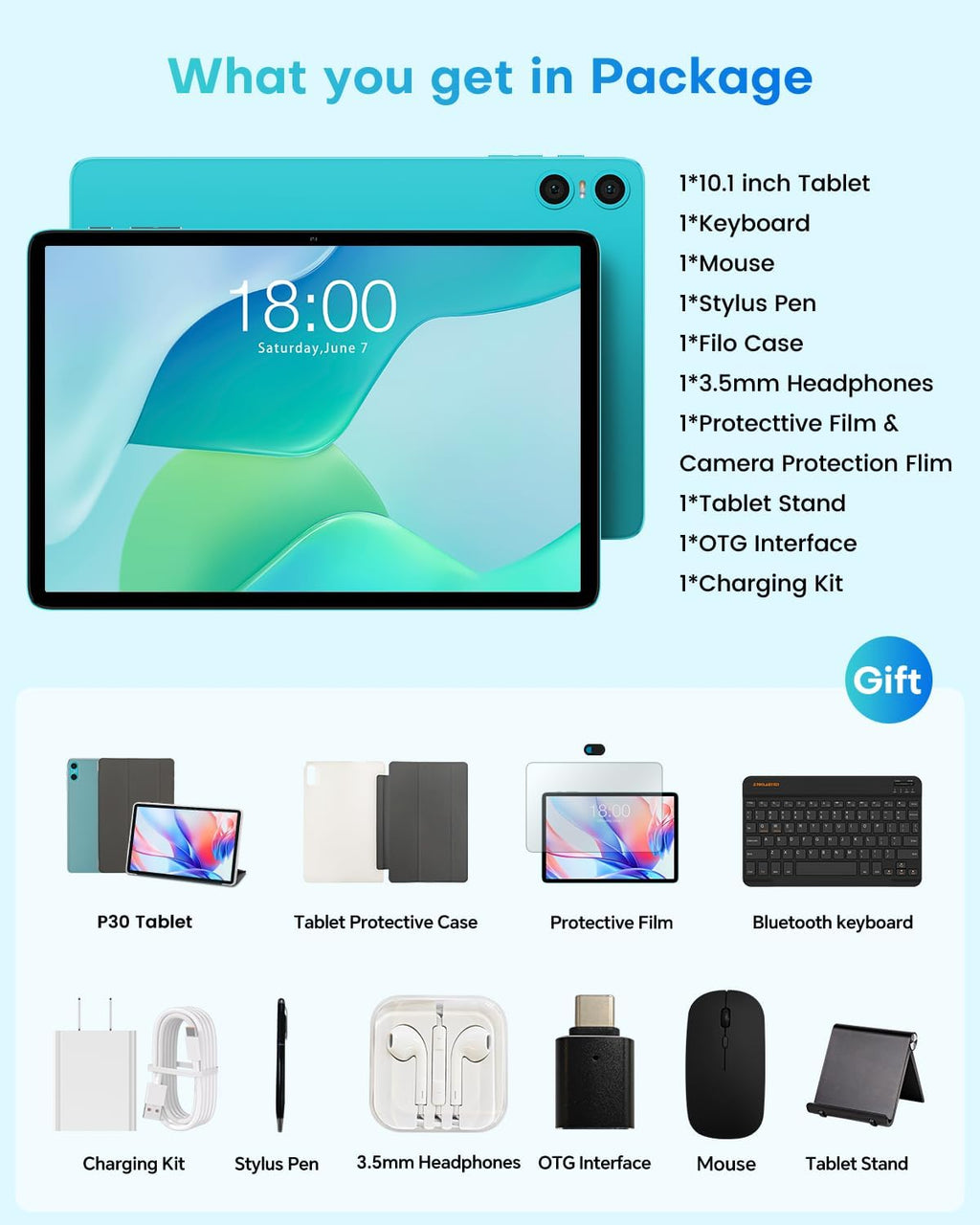 10.1" Android 2-in-1 Tablet Bundle with Keyboard Mouse Case O76809