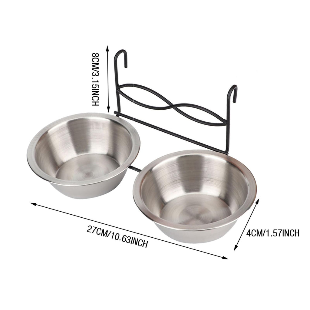 Stainless Steel Hanging Pet Bowls, 2 Bowls 1 Hook J332536