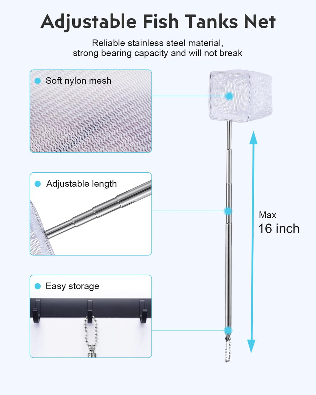 7-in-1 Fish Tank Cleaning Kit with Algae Scraper & Aquarium Brushes S3615