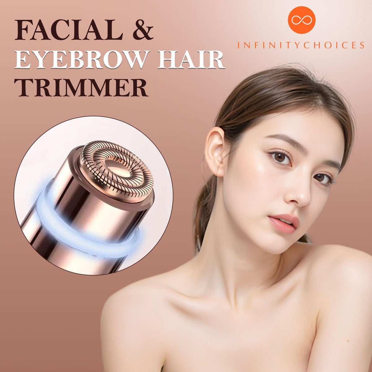 2 in1 Rechargeable Facial Hair Removal & Eyebrow Shaver with LED Light R513