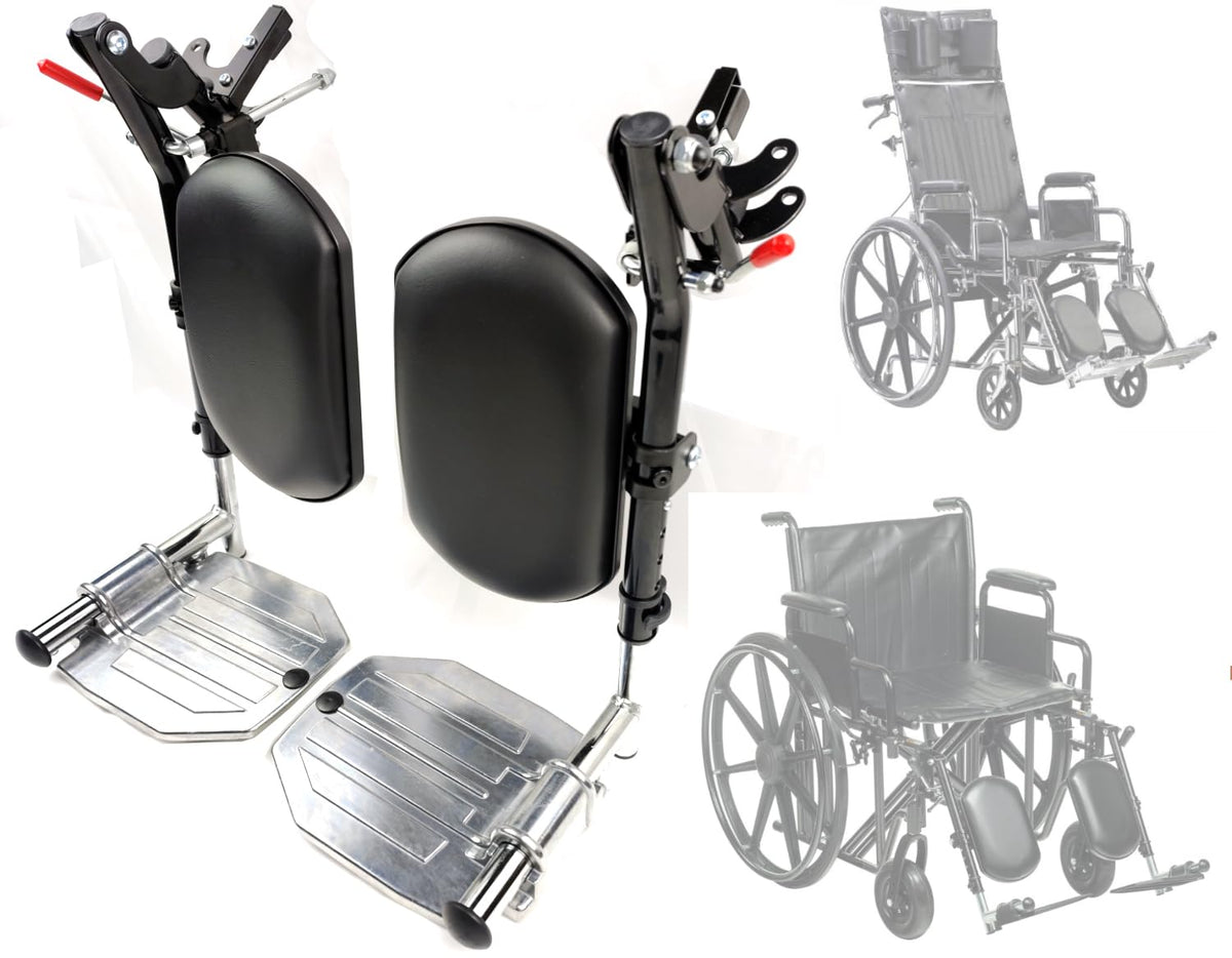 Heavy Duty Wheelchair Elevating Leg Rest with Calf Pad, Black R430
