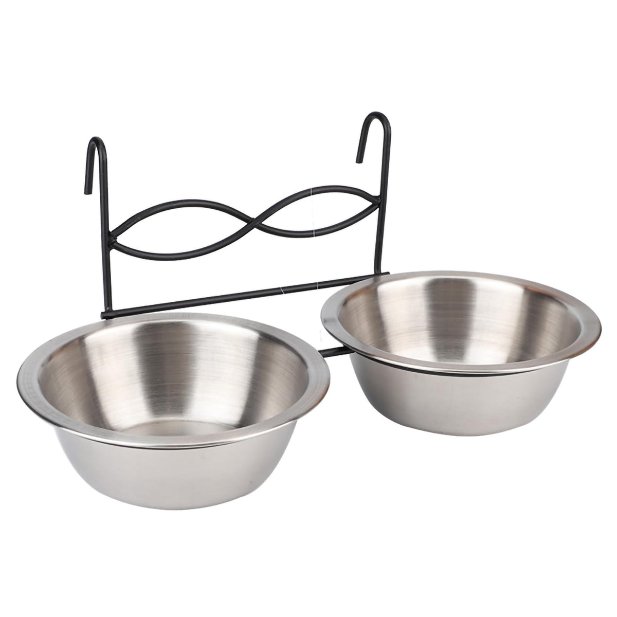 Stainless Steel Hanging Pet Bowls, 2 Bowls 1 Hook J332536