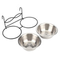 Stainless Steel Hanging Pet Bowls, 2 Bowls 1 Hook J332536