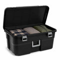 Rolling Storage Trunk with Wheels and Handle, 22 Gallon Black Bin O261610