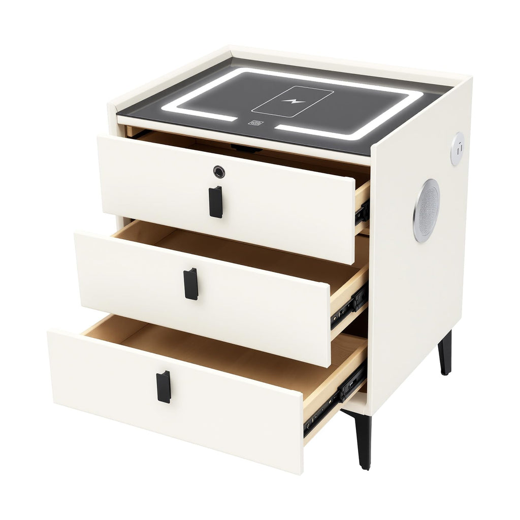 3 Drawer Smart Nightstand with Bluetooth Speaker USB Charging Y213