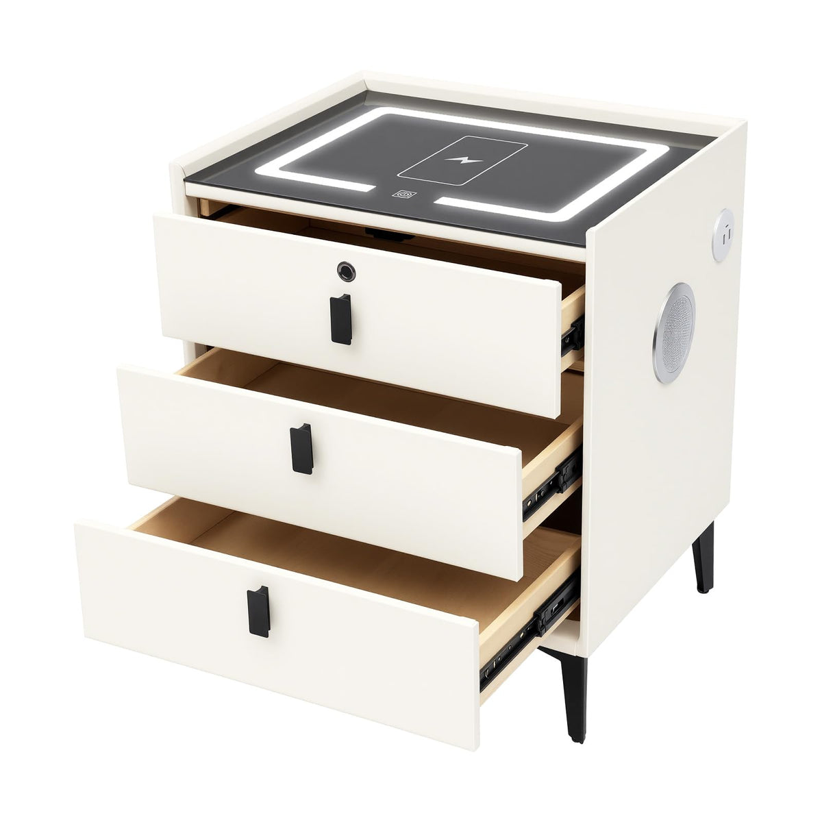 3 Drawer Smart Nightstand with Bluetooth Speaker USB Charging Y213