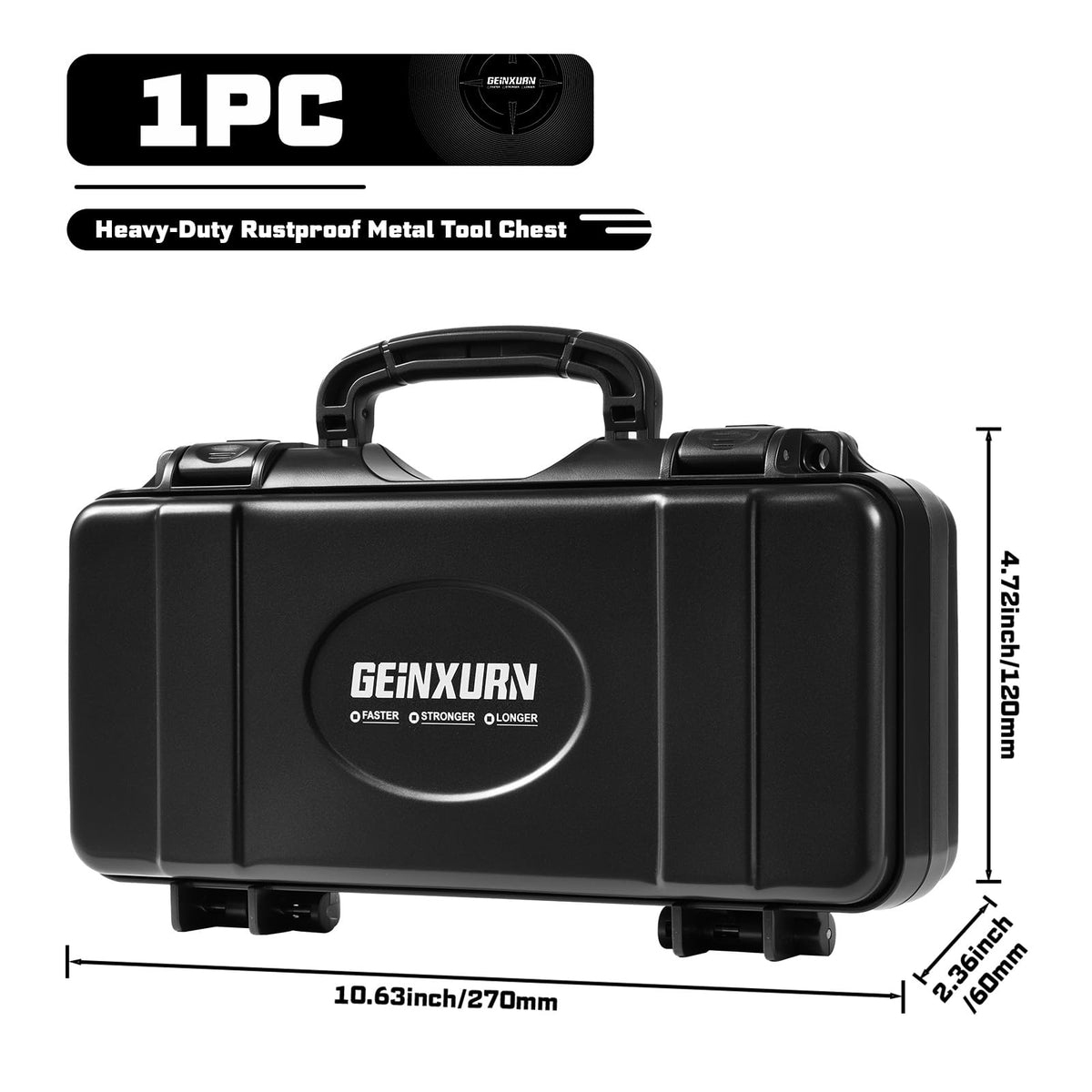 Black Steel Tool Box with Safety Latch and Handle F233