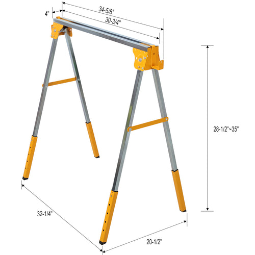 2 Pack Adjustable Folding Steel Sawhorses 1000LB R85418