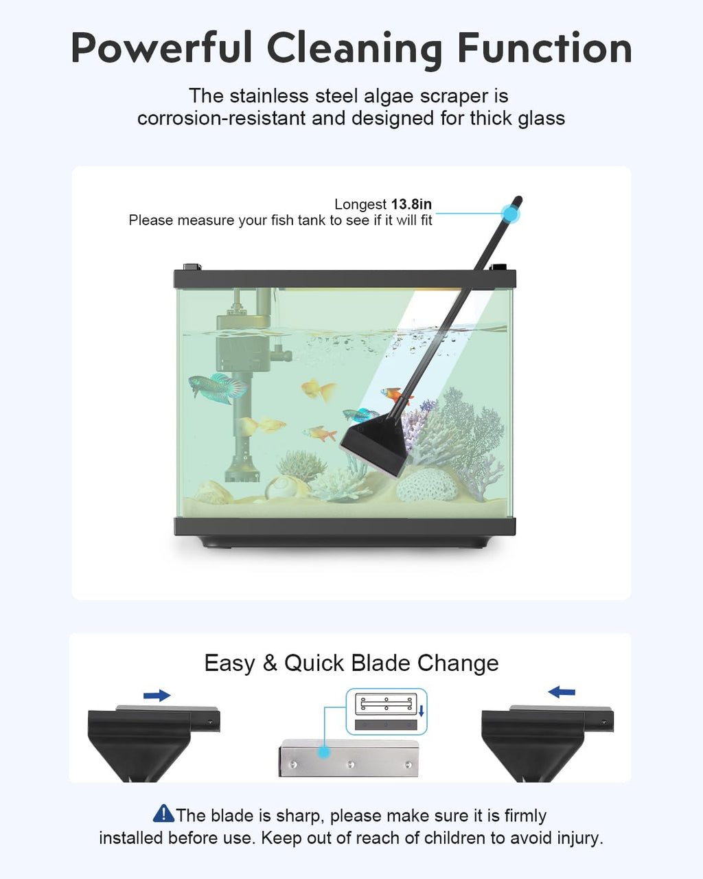 7-in-1 Fish Tank Cleaning Kit with Algae Scraper & Aquarium Brushes S3615