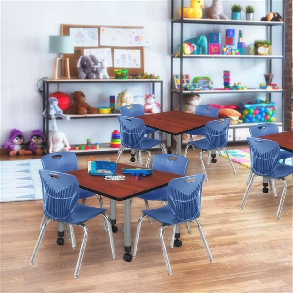 36" Square Mobile Table with 4 Stack Chairs Z554