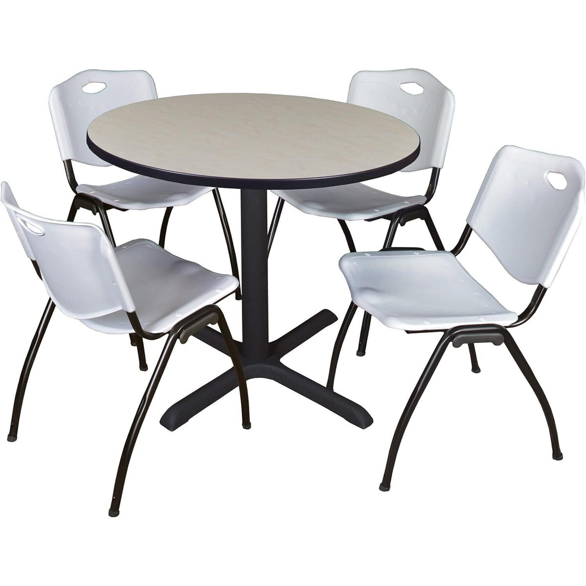 Round Breakroom Table Set with 4 Chairs Grey I21019