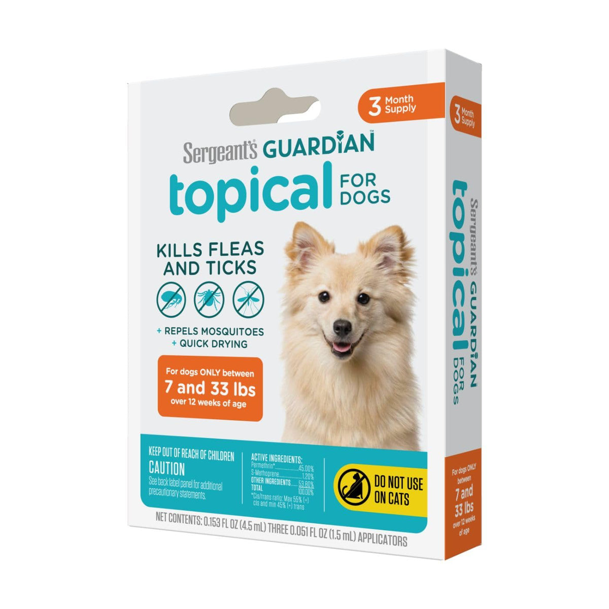 Flea & Tick Topical Dogs 7-33 lbs 3-Month E851