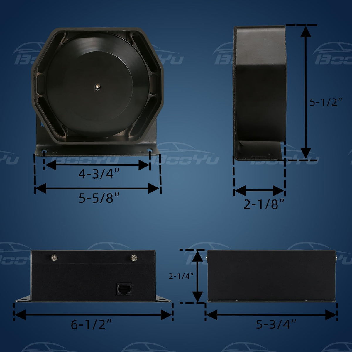 200W Emergency Slim Horn Speaker Siren PA System with Handheld Microphone I103