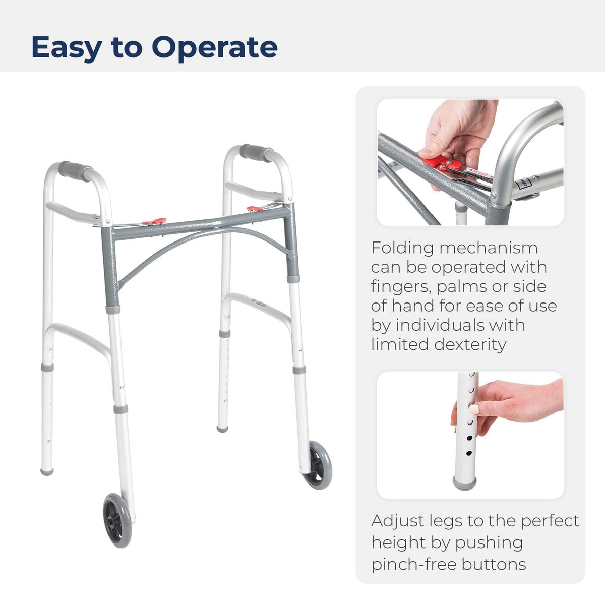 Shower Chair Bath Seat with Padded Arms and Adjustable Legs & Folding Walker with Wheels V47144