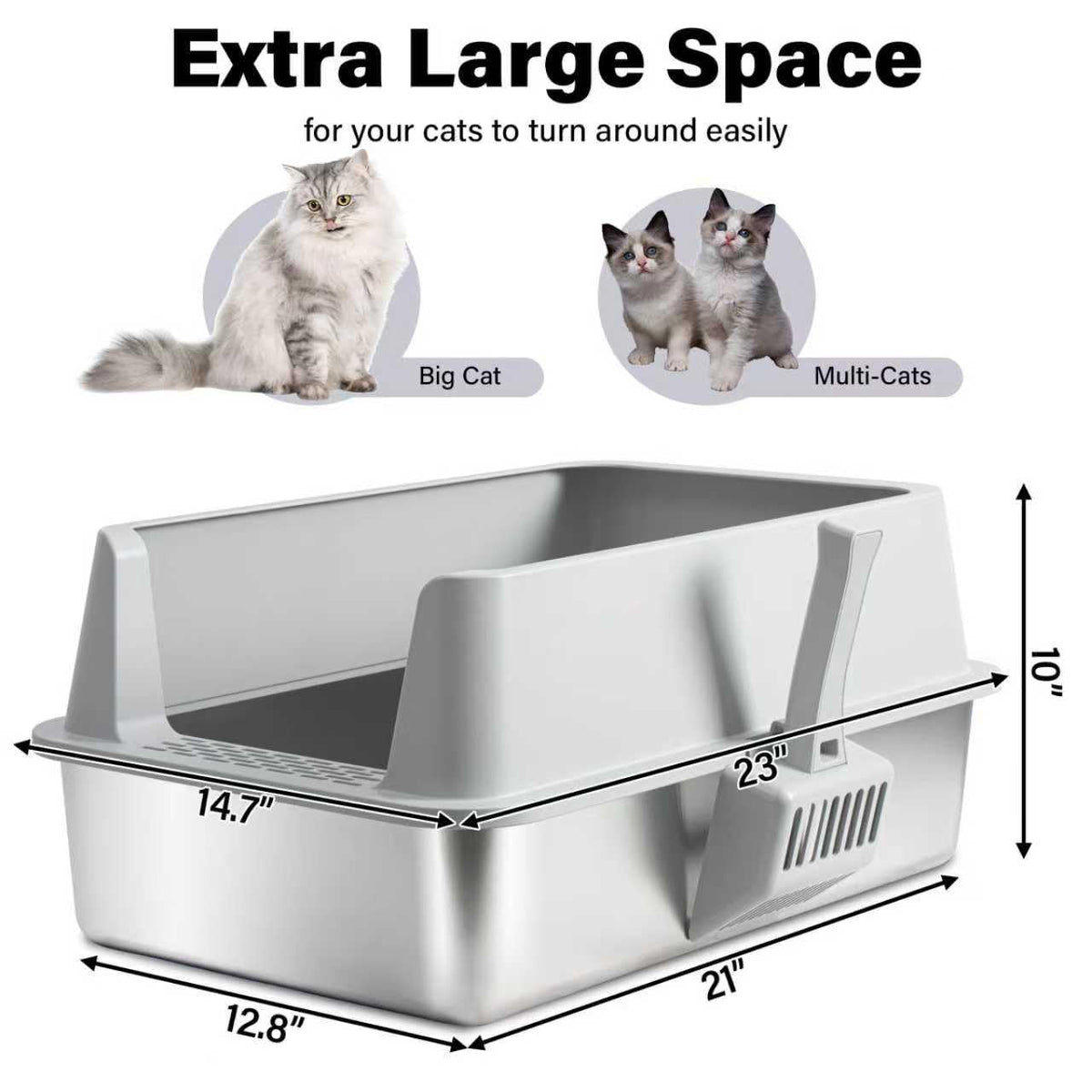 Stainless Steel XL Litter Box with Lid T10221