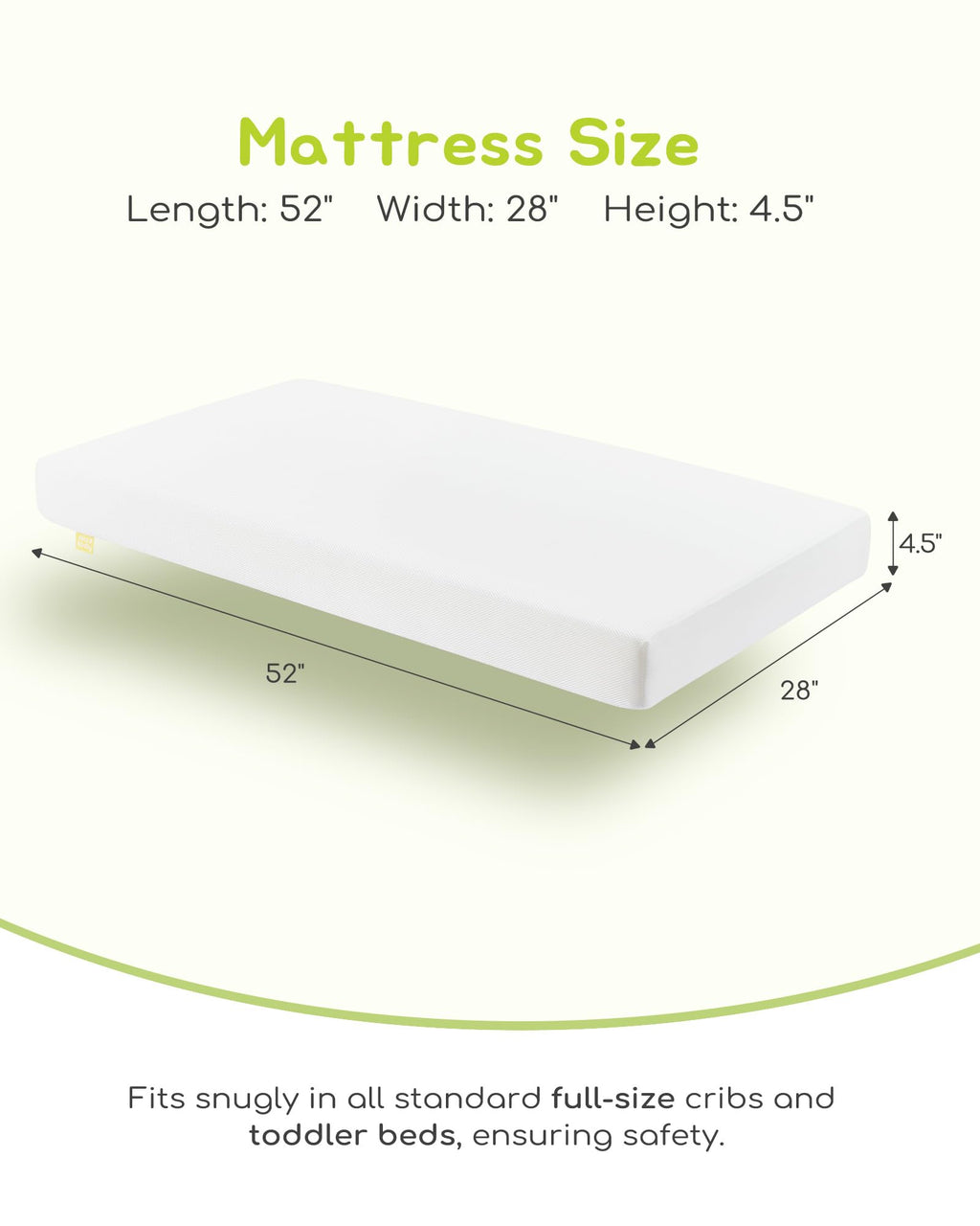 Breathable Standard Full Size Crib Mattress with Waterproof Machine Washable Cover V24888