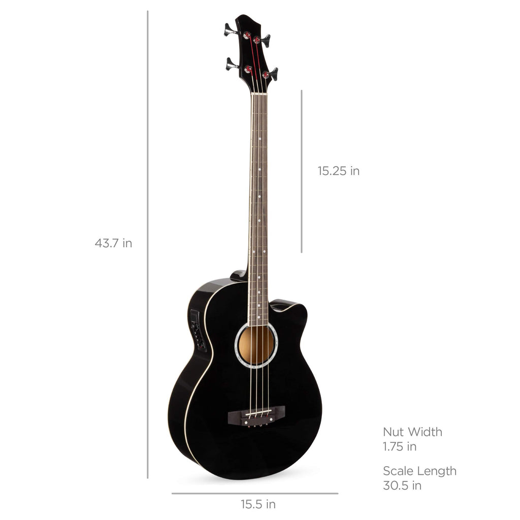 Full Size 4 String Black Acoustic Electric Bass Guitar U798025