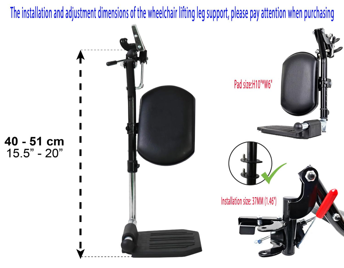 Heavy Duty Wheelchair Elevating Leg Rest with Calf Pad, Black R430