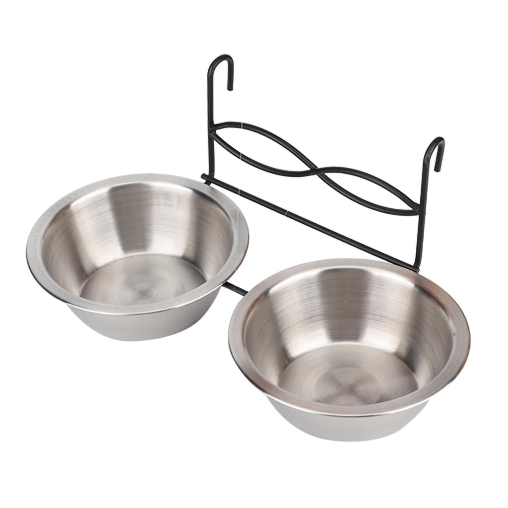 Stainless Steel Hanging Pet Bowls, 2 Bowls 1 Hook J332536