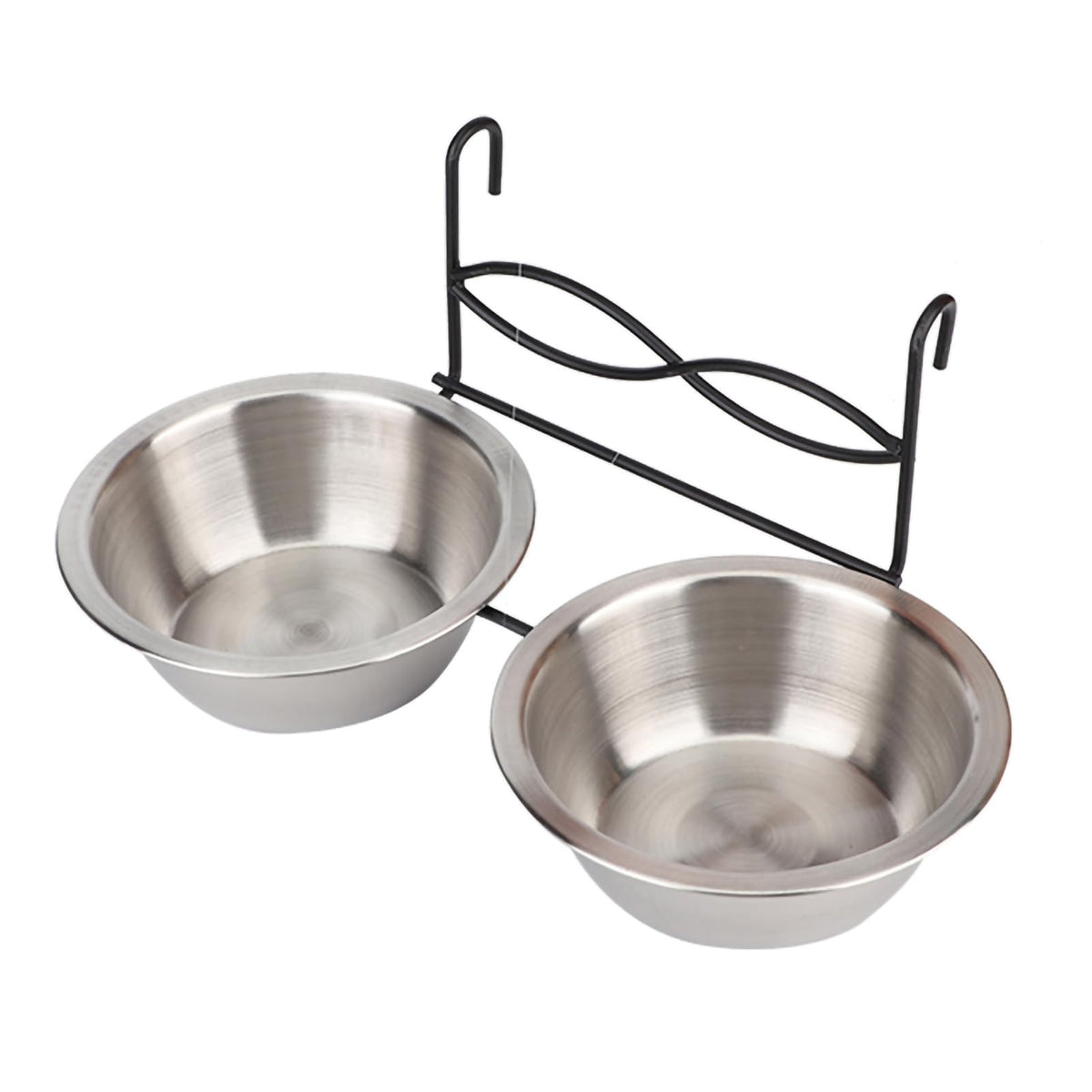 Stainless Steel Hanging Pet Bowls, 2 Bowls 1 Hook J332536