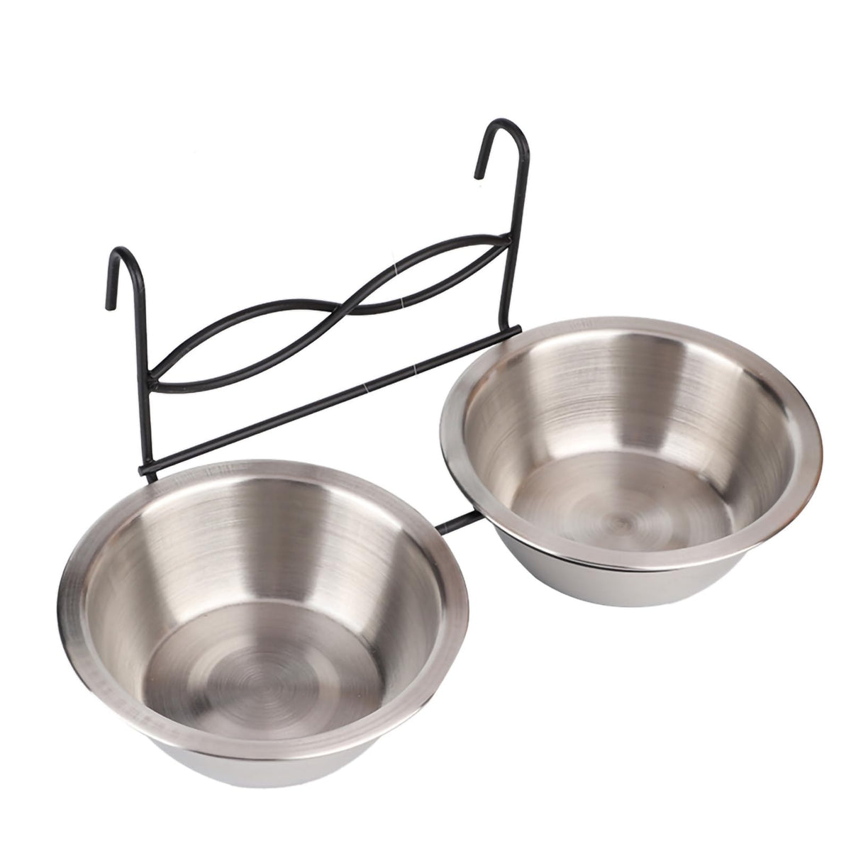 Stainless Steel Hanging Pet Bowls, 2 Bowls 1 Hook J332536