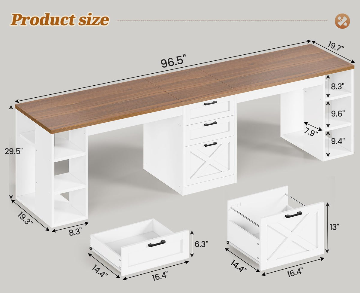 96.5" 2 Person Computer Desk with Storage Drawers Z790752