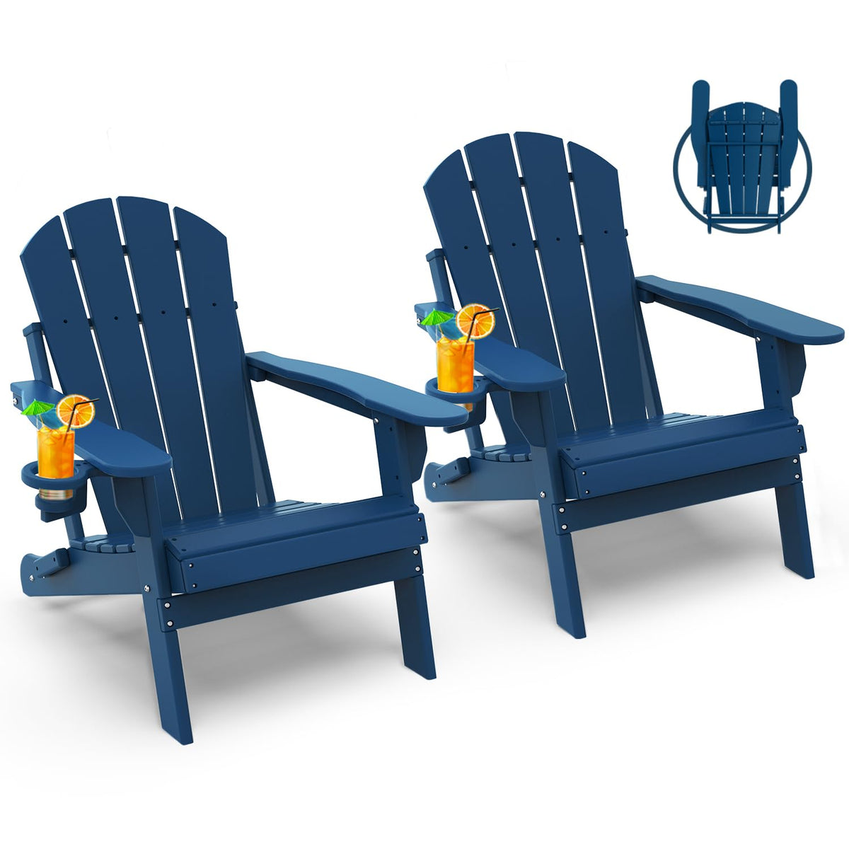 Folding Adirondack Chairs Set of 2 Blue O195
