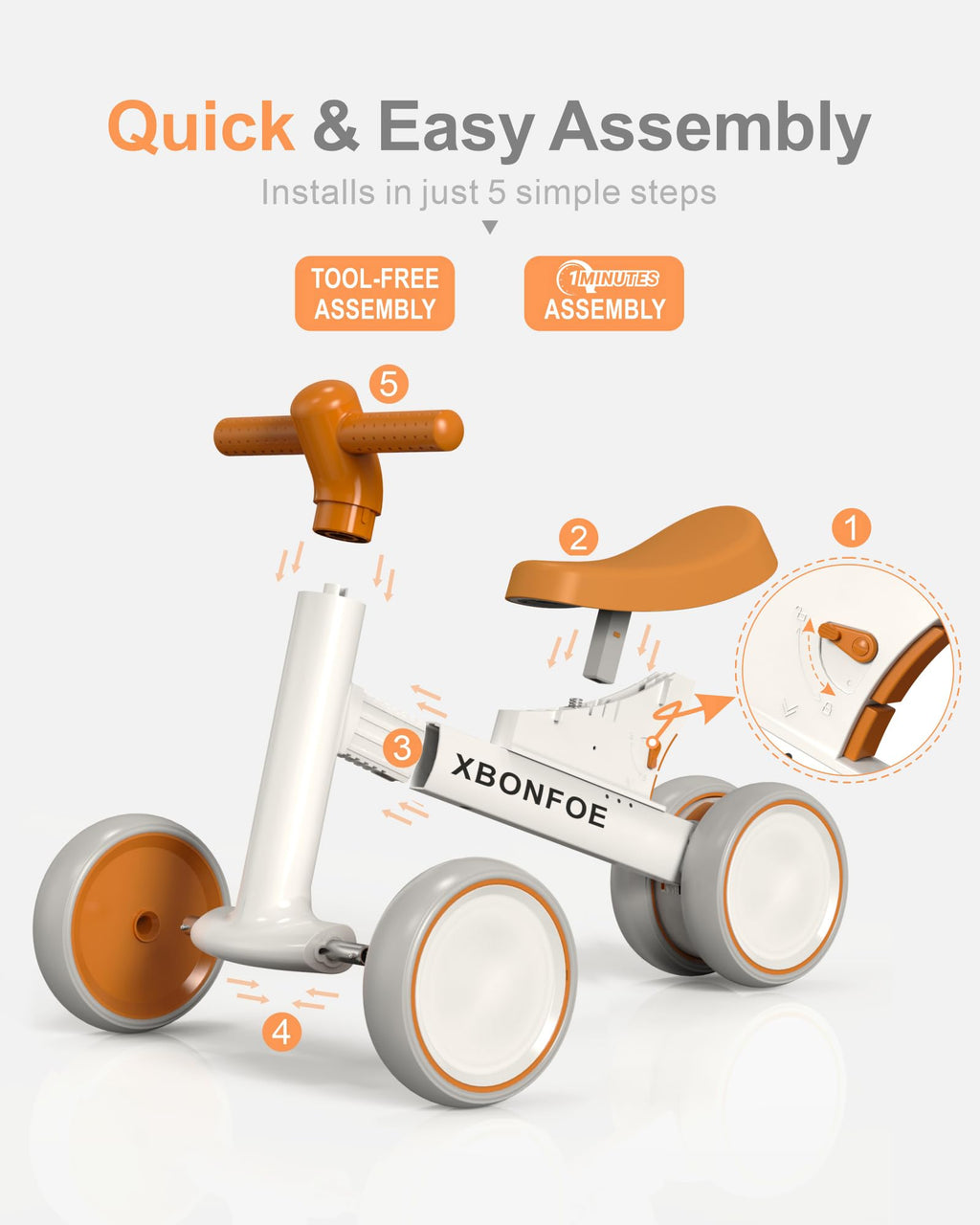 10-24 Month No Pedal Balance Bike with 4 Wheels U948