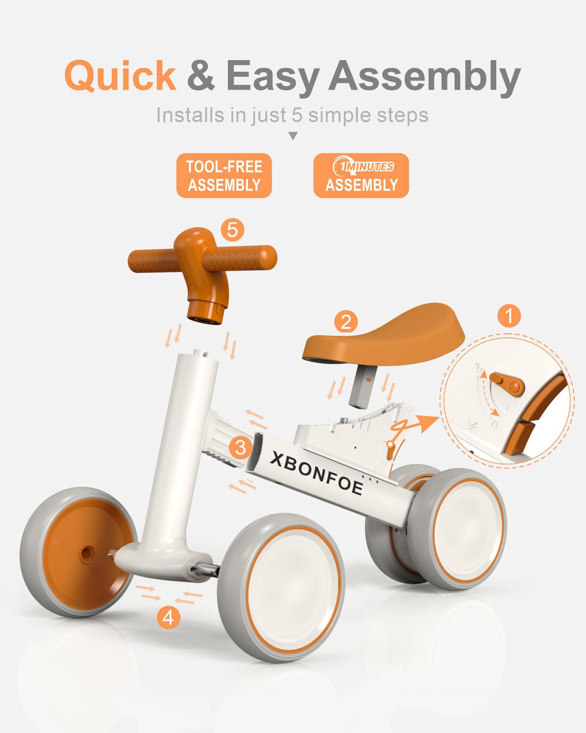 10-24 Month No Pedal Balance Bike with 4 Wheels U948