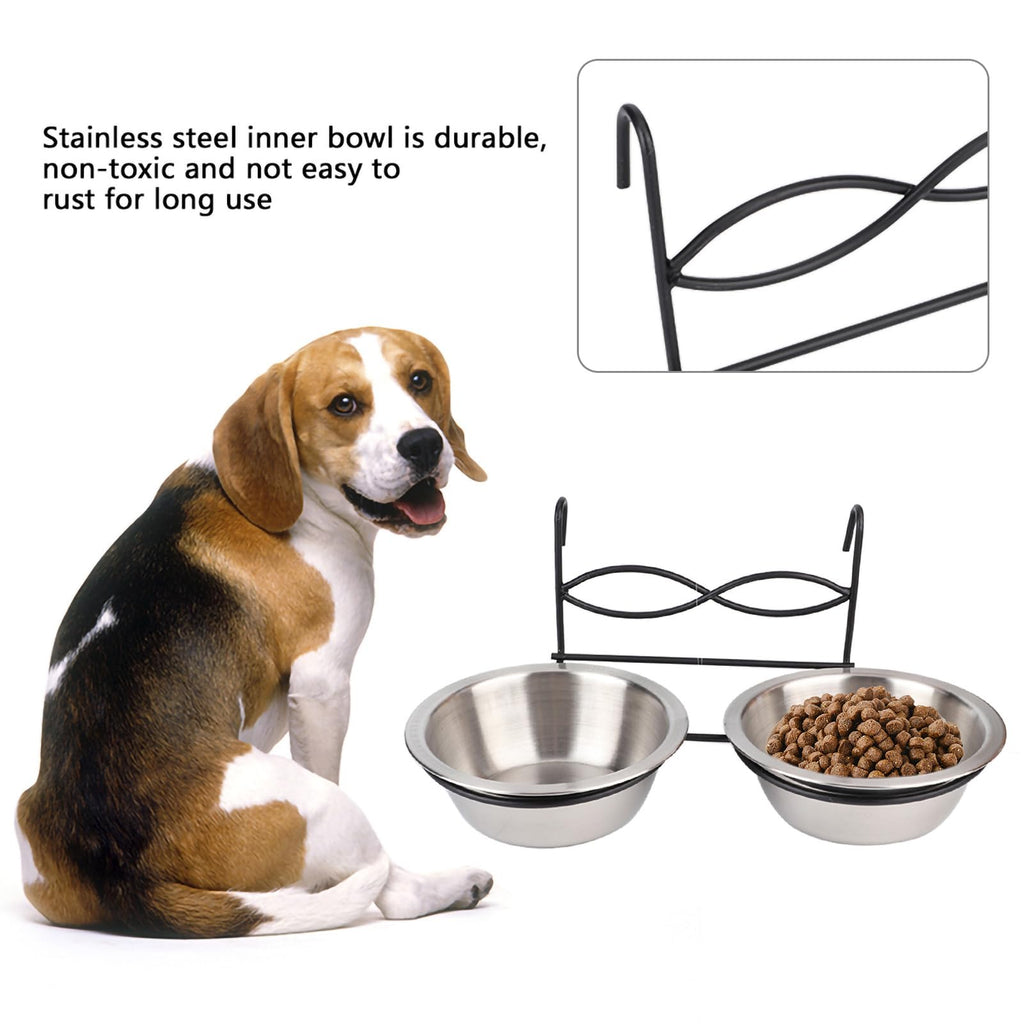 Stainless Steel Hanging Pet Bowls, 2 Bowls 1 Hook J332536