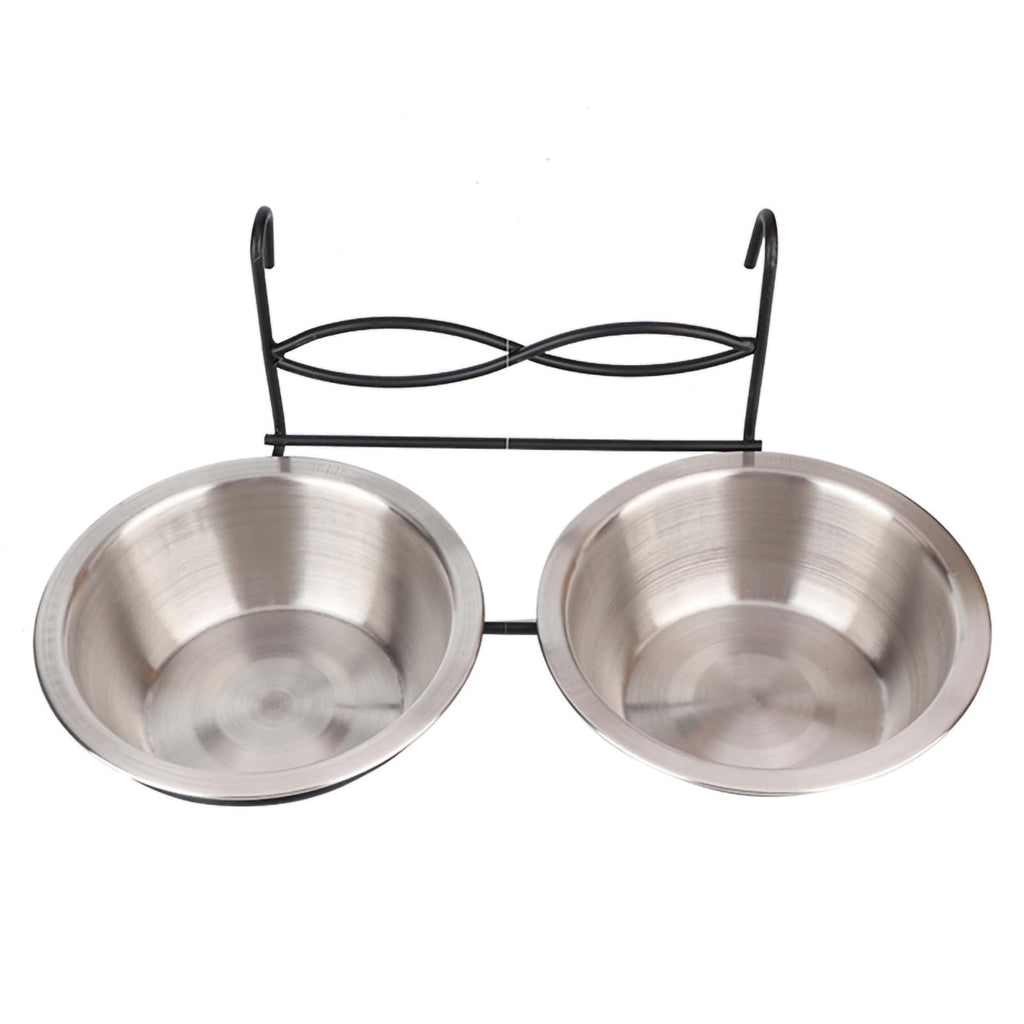 Stainless Steel Hanging Pet Bowls, 2 Bowls 1 Hook J332536