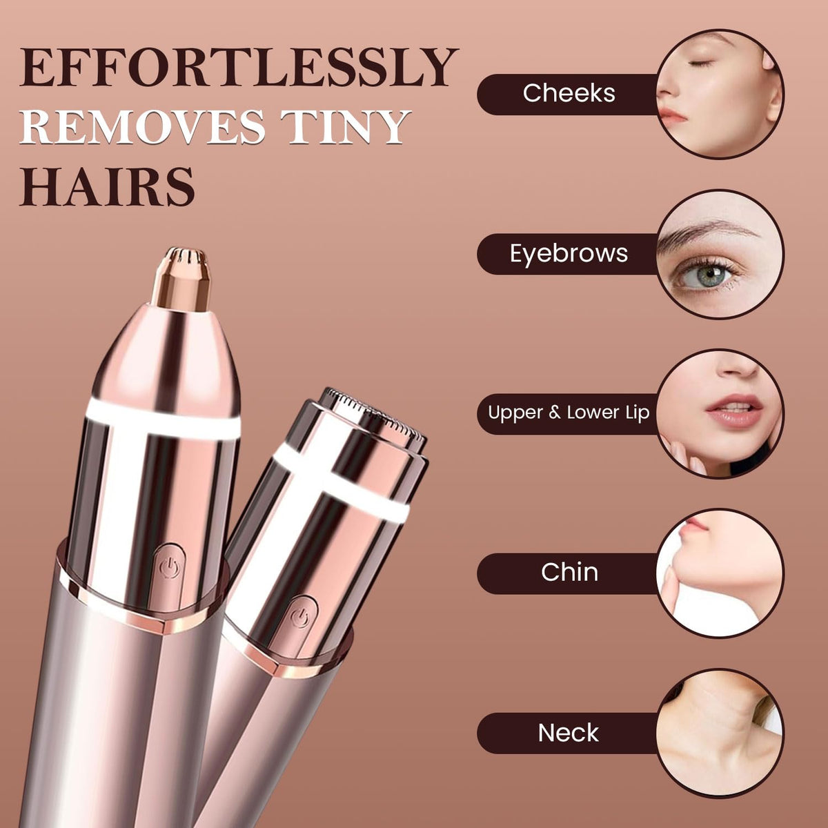 2 in1 Rechargeable Facial Hair Removal & Eyebrow Shaver with LED Light R513
