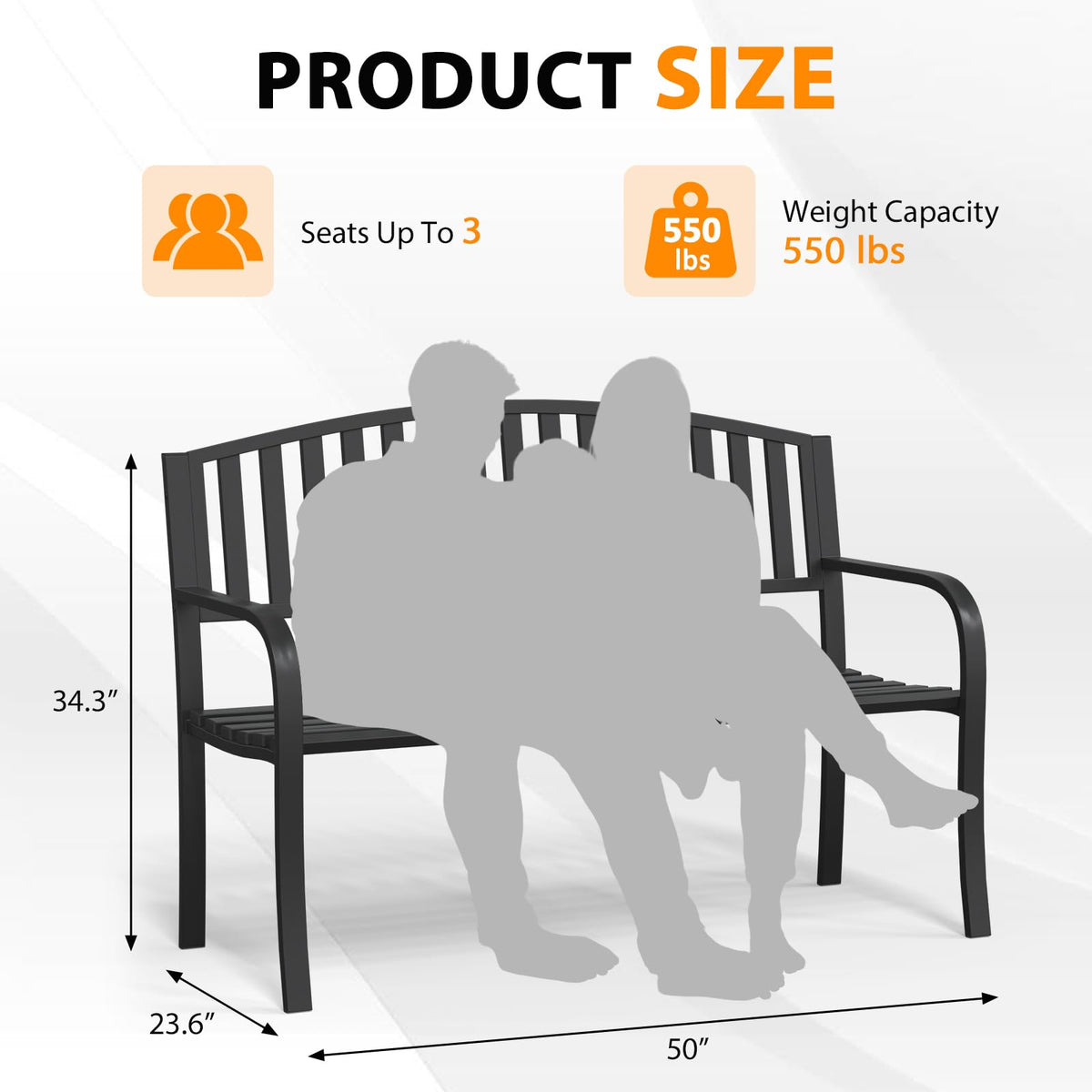 50" Anti-Rust Weatherproof Outdoor Bench I920