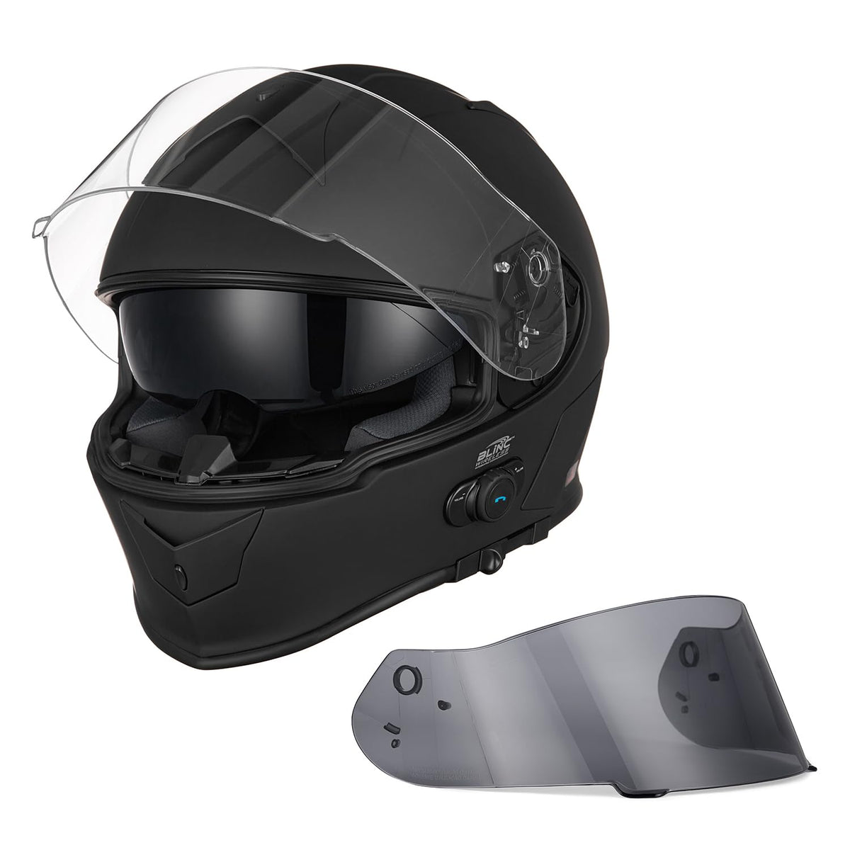 Bluetooth Integrated Full Face Motorcycle Helmet with Dual Visor J181330