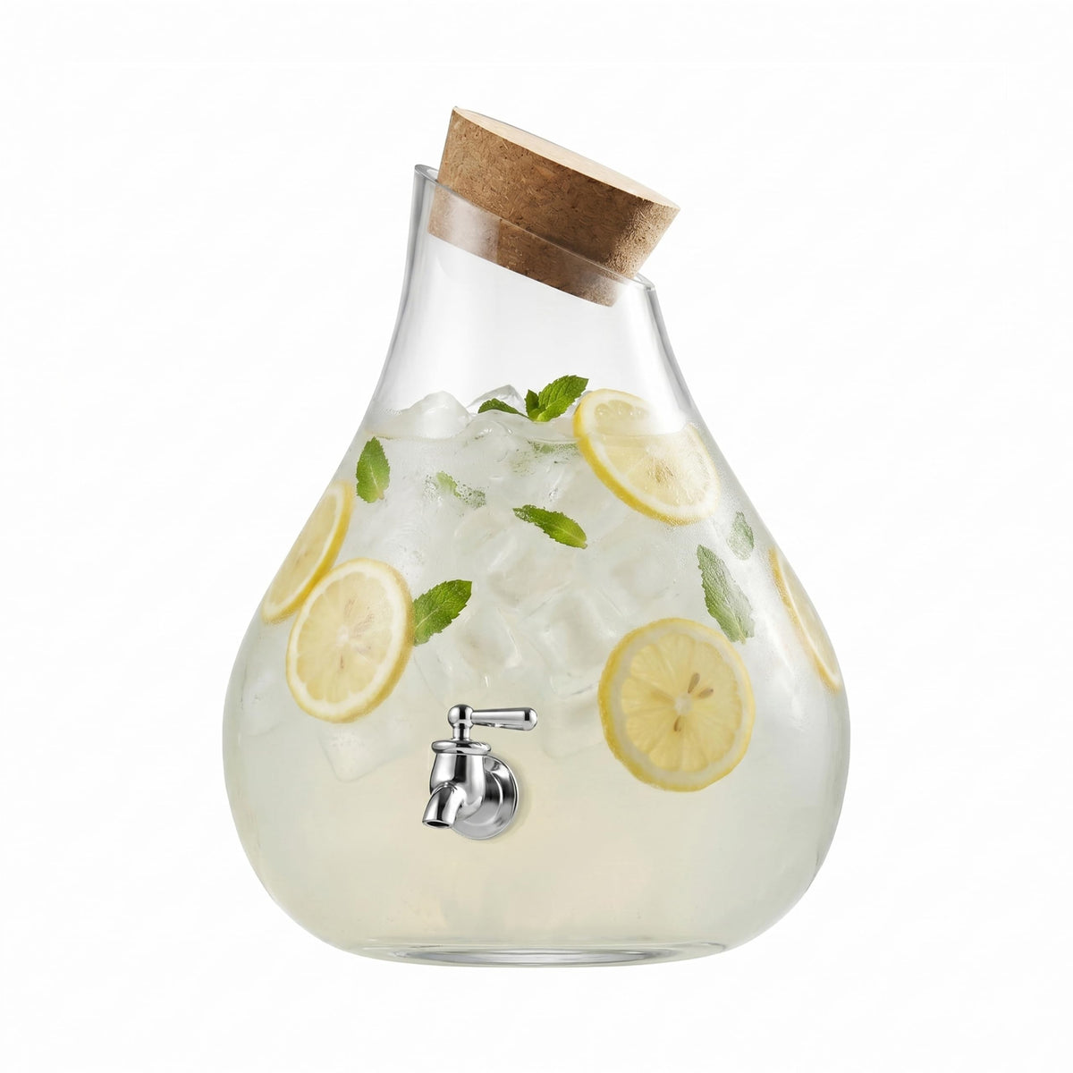 Glass Beverage Dispenser with Cork Lid and Stand 2.5 Gal E915