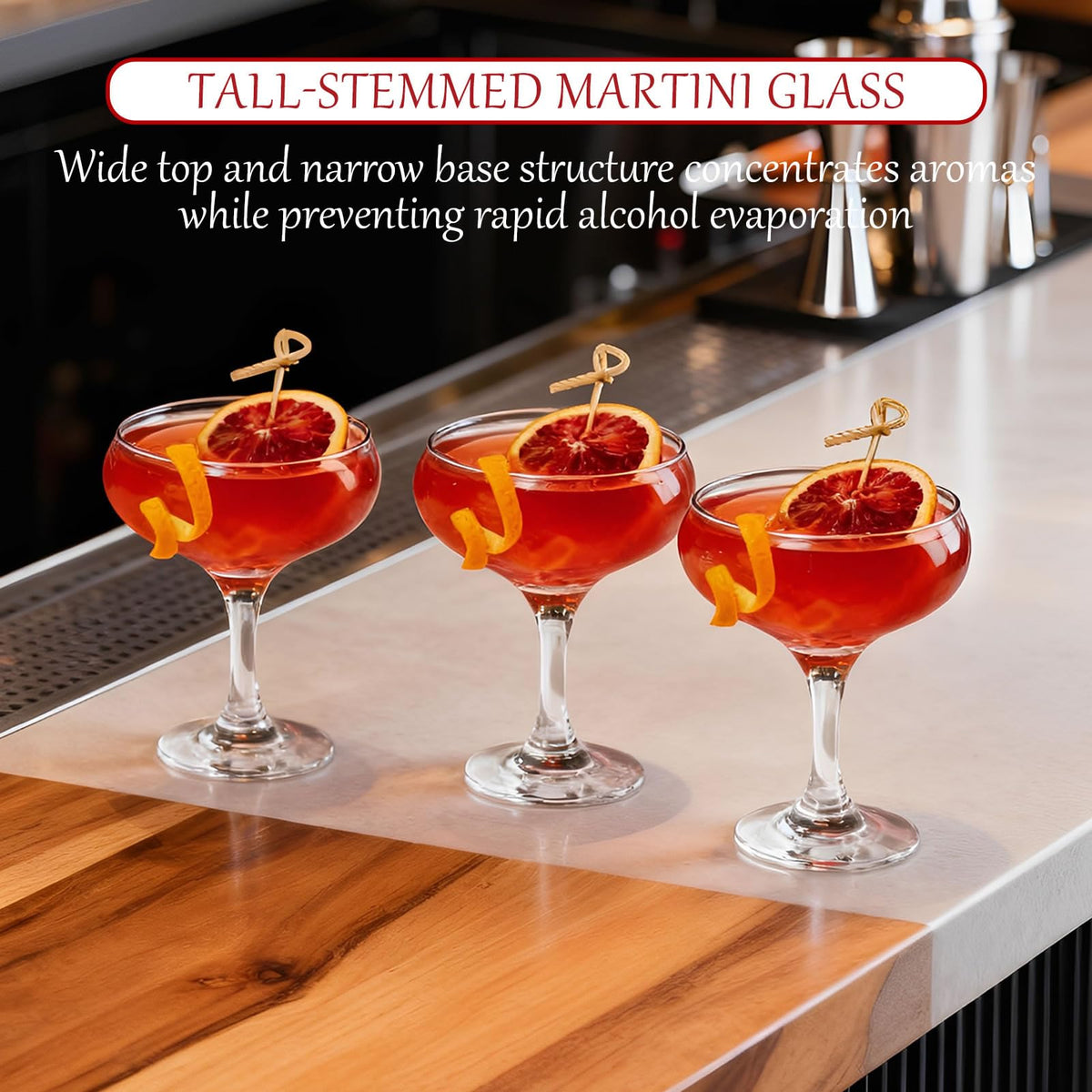 Clear 5.07 oz Stemmed Cocktail Glasses Set of 6 B197593