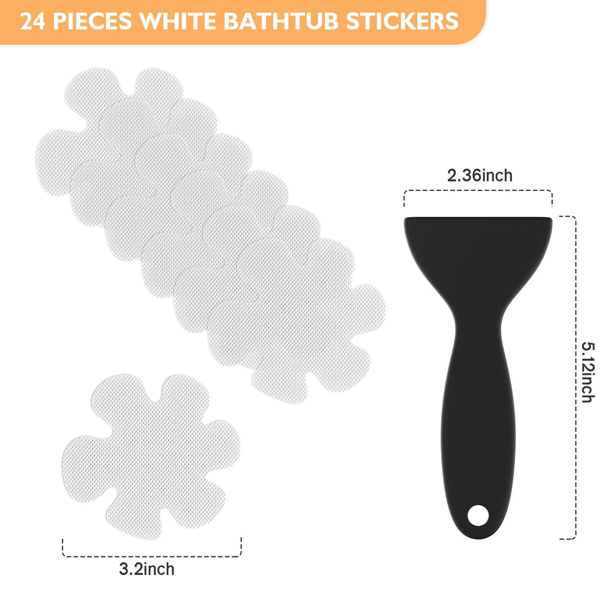 24 PCS Clear Non Slip Bathtub Stickers N3779