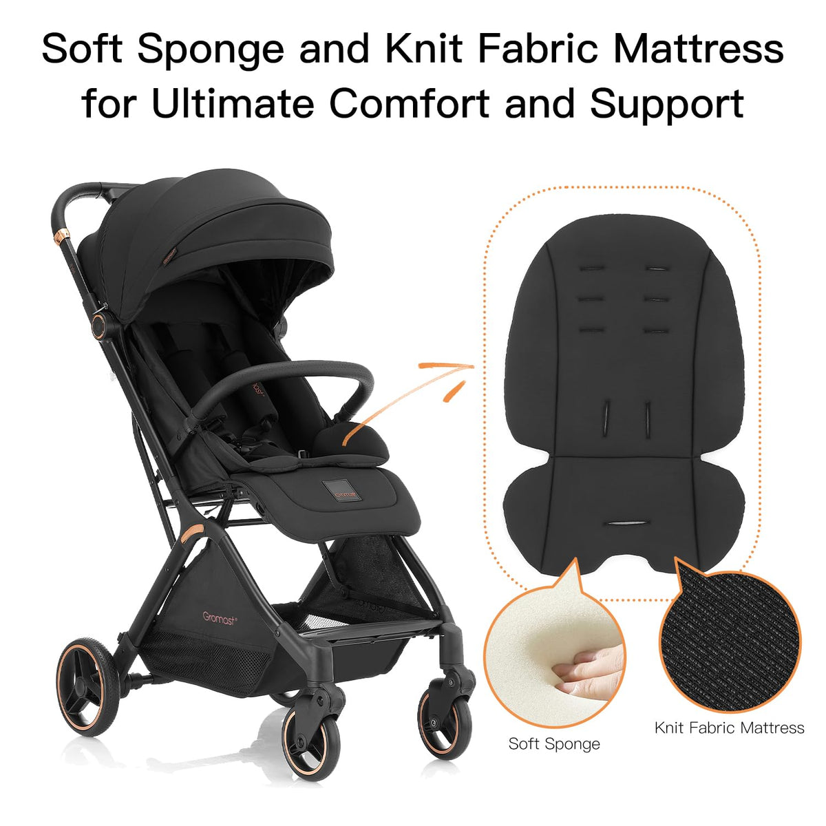 Gravity Folding Baby Stroller with Canopy & Cup Holder, Black Z30324